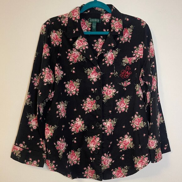 Floral Print Ralph Lauren Button Down Blouse. XL - Picture 1 of 5
